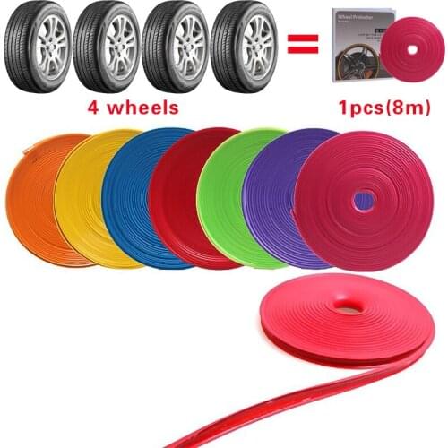 8M Car Wheel Rim Protector Decor Strip Rubber Tire Guard Line Rimblades Car Styling Moulding Trim Wheel Decoration Accessories