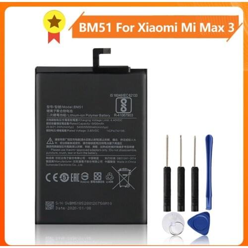 Xiao Mi Xiaomi Mi BM51 Phone Battery For Xiao mi Max3 Max 3 BM51 5500mAh Original Replacement Battery + Tool