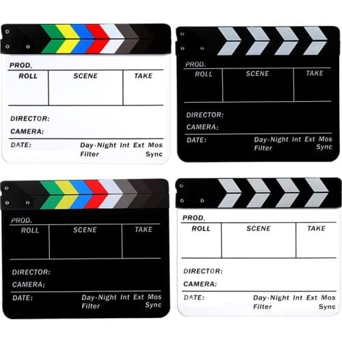 Photography 10x12" /30*25cm White/Black Action Acrylic Clapboard TV Video Director Film Movie Clapper Advertising Shooting Board
