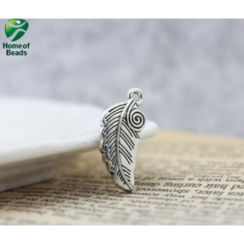 Antique Silver Color Leaves Metal Crafts Connector For Jewelry Making DIY Accessories Pendant 25x12mm ZA1220 (50 Pcs/lot)