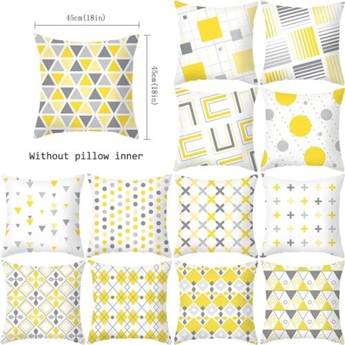 Geometric Patterns Cushion Cover Yellow Home Decoration Pillow Case for Sofa Pillowcases Livingroom Modern Personalized Gift