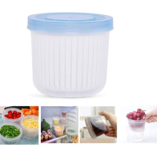 Double Layer Drain Storage Box Refrigerator Food Preservation Organizer Kitchen Chopped Onion Ingredients Container With Lid