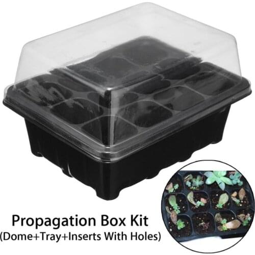 12Hole Nursery Pots Seed Planting Tray Kit Succulent Plant Germination Box with Dome and Base Garden Grow Box Gardening Supplies