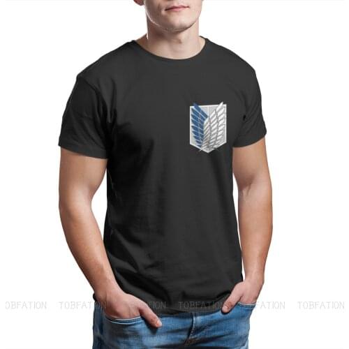 Recon Corps Hipster TShirts Attack On Titan Eren Mikasa Levi Anime Men Harajuku Pure Cotton Tops T Shirt O Neck Big Size