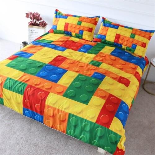 Toy 3D Print Comforter Bedding Set Dot Building Blocks Kids Boy Colorful Game Duvet Cover Set King Queen Double Single Size