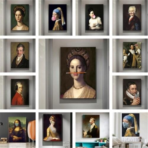 Classical European Woman Canvas Painting Wall Decor Nordic Abstract Landscape Art Prints Poster Pictures for Interior Home Decor