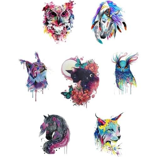 Pretty Multicolor animals horse clorhing stickers Iron-on transfers for clothing heat transfer vinyl patches for clothes