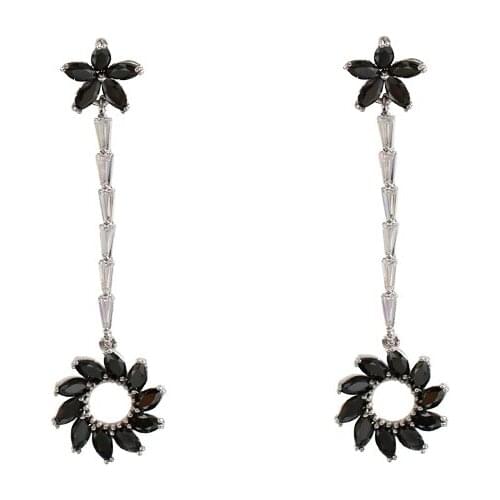 LANFLORA Trendy black zircon women earrings for birthday gift copper alloy earrings cheap factory shop earrings wholesale price