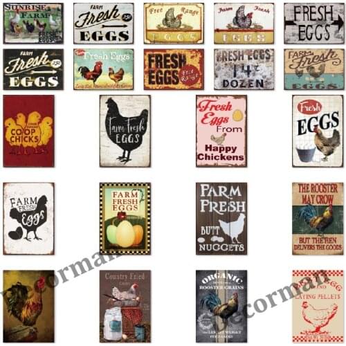 [ Mike86 ] Fresh Eggs Chickens Tin Sign Vintage Posters Animal Farm Wall Painting Gift art decor for Bar LTA-1752 20*30 CM