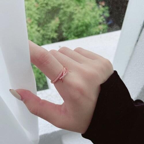 Fashion Personality Cross Zircon Ring For Women Adjustable Open Index Finger Ring Birthday Gift For Female