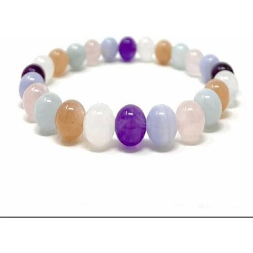 Men Bracelet Natural Stone 8 mm Mix Color Round Bead Citrine Crystal Amazonite Amethysts Rose Quartzs Women Bracelets