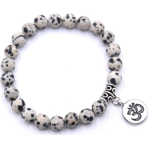 Natural Stone Ohm Buddha Beads Bracelet Matte Amazonite Mala Beads Bracelets Bangles For Men Women Yoga Bracelet Femme Jewelry