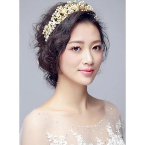 Bride Fashion Handmade DMAD Headdress Crown Baroque Pearl Rhinestone Hair Accessories Bridal Party Wedding Dress Accessories