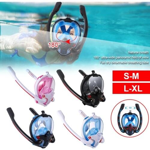 New Swimming Mask Adult Men Women Snorkel Mask Double Breath Mascara Tube Silicone Full Dry Scuba Diving Goggles Equipment