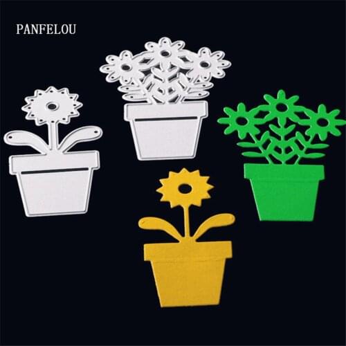 PANFELOU Metal craft The flower pot paper die cutting dies for Scrapbooking/DIY Easter wedding Easter cards
