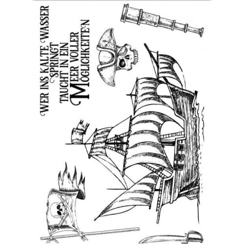 Pirate boat with German Words Transparent Clear Silicone Stamp/Seal for DIY scrapbooking/photo album Decorative clear stamp