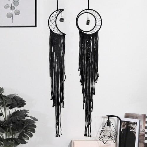 Cotton Woven Pendant Black Star and Moon Dream Catcher Pendant Hanging Decoration