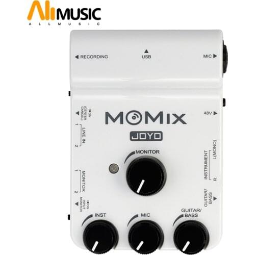 JOYO MOMIX Portable Sound Card Mixer for Recording Live Streaming Phone Live Guitar/Bass Input Dual Monitor Condenser Microphone