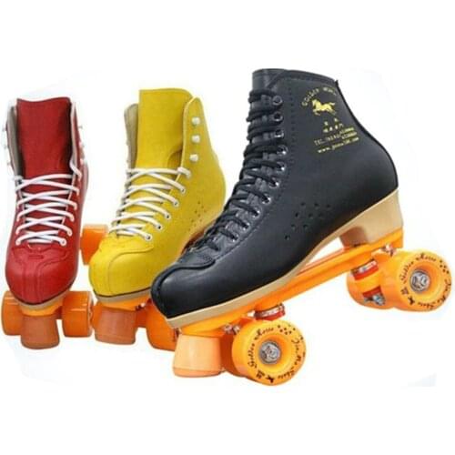 Professional Parenting Two Line Roller Skates Shoes Double Row Skating 4 PU Wheels High Grade PVC Leather Children Adult IB49
