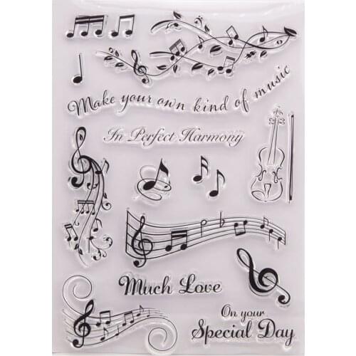 Music Note Violin Clear Stamps Transparent Silicone Stamp for DIY Scrapbooking Paper Card Craft Tools