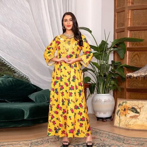 Ramadan Eid Dubai Moroccan Kaftan Arabic Oman Turkey Islamic Clothing Fashion Muslim Abaya Green 2021 Dress For Women