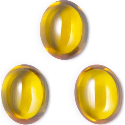 Size 4x6~9x11mm Oval Shape Golden Yellow Cabochon Synthetic Cubic Zirconia