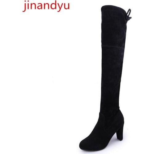 Plus Size 43 Womens High Heel Boots Sexy Thigh Boots Heel 8cm Fashion Long Boot Autumn Winter Shoes High Heels Overknees Boots