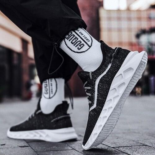 Sapato Casual Spring Casual Shoes Sneaker Mens Sneakers Sports Male 2020 Fashion Men Mesh Solid White Knitting Leisure