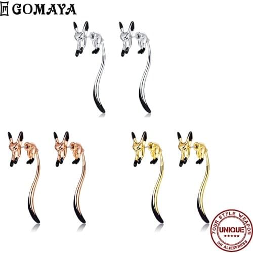 GOMAYA Cute 3 Colors Little Fox Drop Earrings For Women Animal Hyperbole Tail Anniversary Earring Fashion Jewelry New Arrival