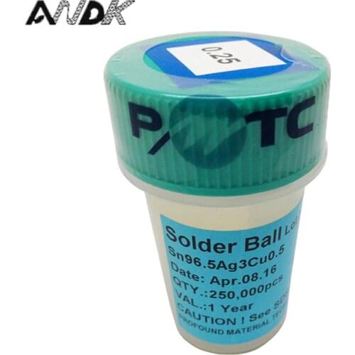 PMTC Pb-Free Solder Balls For eMMC/eMCP Reballing BGA rework 0.25mm 250000pcs Sn96.5 Ag3 Cu0.5