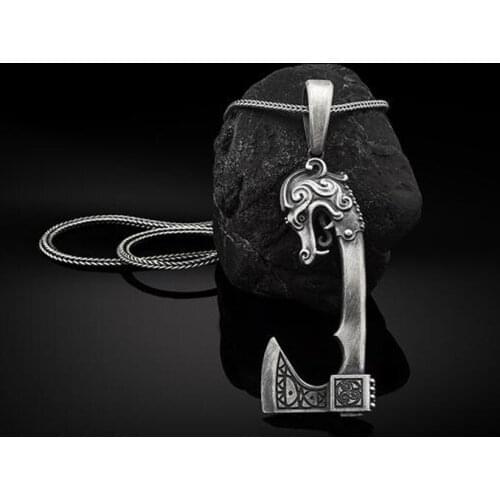 Viking axe Jewelry on the neck amulet charms pendant necklaces for man long womens neck chain necklace