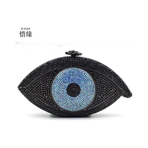 XIYUAN BRAND 2017 luxury and high quality Eye diamond evening bag Full Diamond Dinner clutch hand bags Banquet wallets for lady
