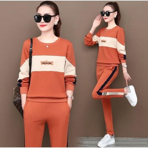 YGhan Autumn fashion two piece set comfortable loose long sleeved sweater and pants 2 piece set women clothing