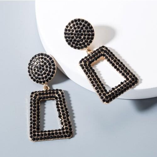 ZA Fashion Indian Jewelry Round Drop Dangle Crystal Gold Earrings for Women Big Statement Earring Party Wedding Pendientes Plata