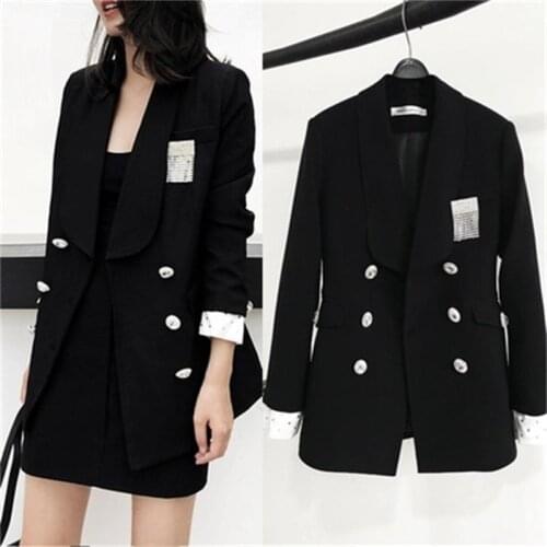 Fashion Suit skirt suit female New Spring fall British style long small fragrance casual small suit + skirt two-piece suit women