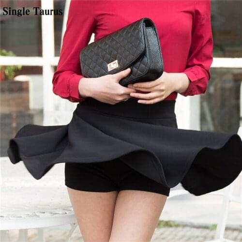 2021 Preppy Style Female Skirt Solid Color High Waist Mini Pleated Skirts Black School Korean Version Mini A-line Saia Women
