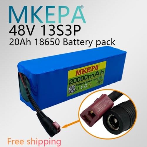 High capacity 48v battery 48v 20000Ah 1000w 13S3P Lithium ion Battery Pack For 54.6v E-bike Electric bicycle Scooter with BMS