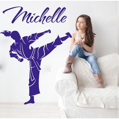 Custom Name Martial Karate Taekwondo Wall Decal Girl Room Personalize Boxing Judo Sport Wall Sticker Bedroom Playroom Vinyl