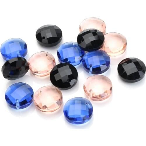 20pcslot Glass Faceted Beads 14mm Blue Crystal Pendant Beads For DIY Making Charms Womens Earing Necklack Jewelry Accessories
