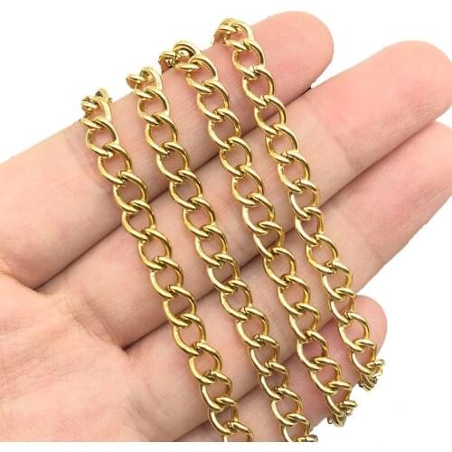 1meter Width 5mm Stainless Steel Necklace 18K Gold Chains For Bracelet Extension Chain DIY Jewelry Components No Fade