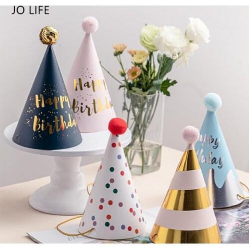 JO LIFE Baby Kid Rainbow Birthday Party Hat Paper Cap Cartoon Pattern Festival Hat