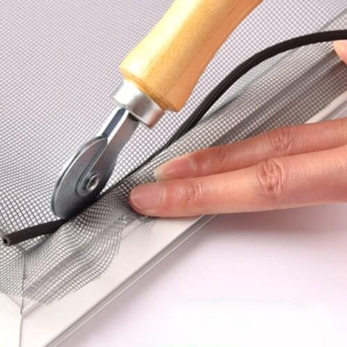 Double-headed Pressure Roller Wooden Handle New Screen Window Pulley Installation Wooden Wheel Roller Rubber Strip Accessories