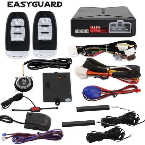 EASYGUARD microwave detecting remote engine start push start button start stop pke keyless entry system shock sensor dc12v