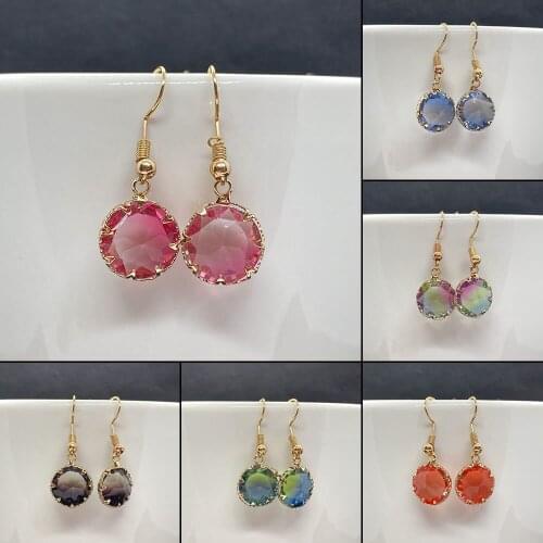 Elegant Crystal Drop Earrings Round Charm Crystal Pendant 18 Colors Are Available for Banquet Occasions Popular Womens Jewelry