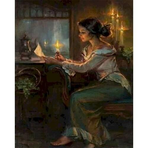 GATYZTORY Painting By Number Painting By Numbers Paint figure Women DIY Canvas Picture Hand Painted Home Decoration