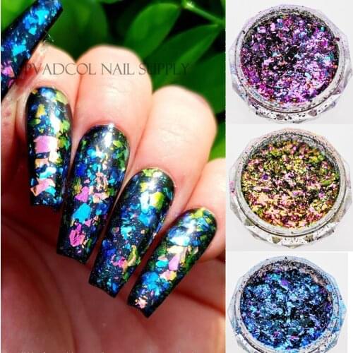 Holographic Chameleon Metallic Flakes Nail Glitter Powder Dust Irregular Mixed Colors Nails Sequins Manicure Nail Art Decoratio