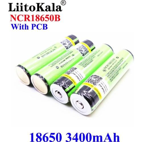 Hot Original LiitoKala Protected 100% Original NCR18650B 18650 3400mah Rechargeable battery with 3.7V PCB for