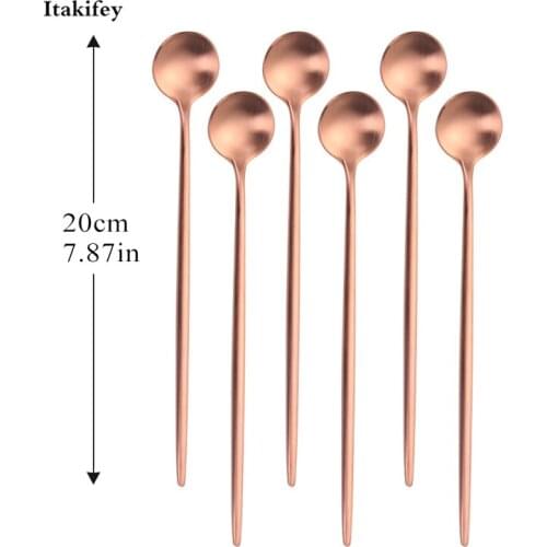Long Handled Stainless Steel Coffee Spoon Ice Cream Dessert Tea Thicken Spoon Picnic Kitchen Accessories Flatware Drop Shipping