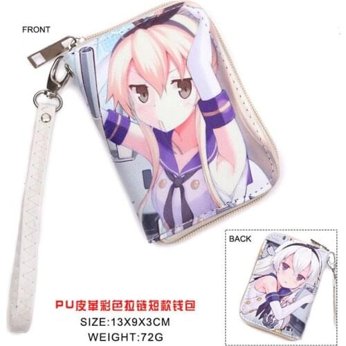 Colorful Anime Game Kantai Collection Shimakaze PU Short Wallet Purse WIth Zipper