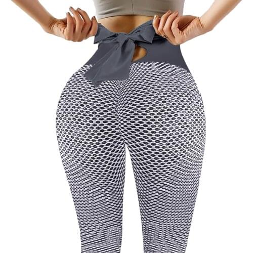 Women High Waist Leggings For Fitness Bow Ladies Sexy Bubble Butt Gym Sports Workout Leggings Push Up Fitness Female Leggins